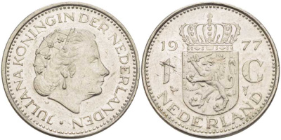 Нидерланды 1 гульден 1977 Юлиана (1948-1980) KM 184a никель 212-1147