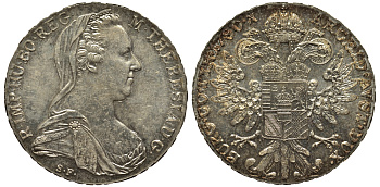 Австрия 1 талер 1780 SF, Мария Терезия, официальный рестрайк KM Т1 серебро 443-1314