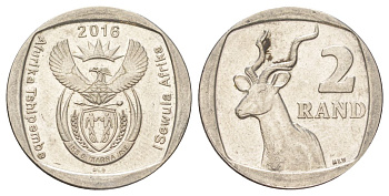ЮАР 2 ранда 2016 KM 336 медь плакированная никелем 4628-347