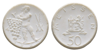 Майсен 50 пфеннигов 1921 Men05 16521.8, Scheuch 171a, Men18 20725.8 фарфор 1094-10-45