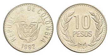 Колумбия 10 песо 1992 KM 281 медь цинк нкиель UNC 4664-138
