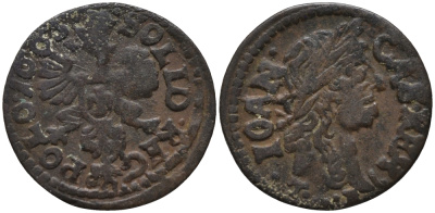 ЛИТВА 1 СОЛИД 1663 GFH, ЯН II КАЗИМИР (1648-1668) KM 50 медь 441-1033