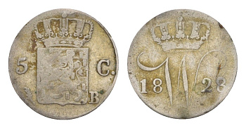 Нидерланды 5 центов 1828 Виллем I (1815-1840) KM 52 серебро 413-2424