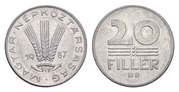 Венгрия 20 филлеров 1987 BP KM 573 алюминий 4658-632