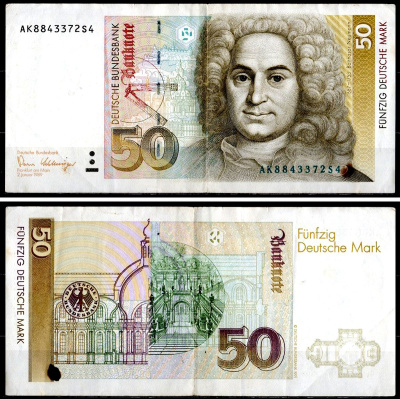 ФРГ 50 марок 1989 Pick 40 a бумага 451-597-3