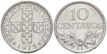 Португалия 10 сентаво 1975  КМ 594 алюминий  UNC  M13-03