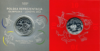 Польша 10 злотых 2012 XXX летние Олимпийские игры в Лондоне в 2012 году, польские спортсмены, в оригинальном буклете KM 833 серебро PROOF 4-3-2-21