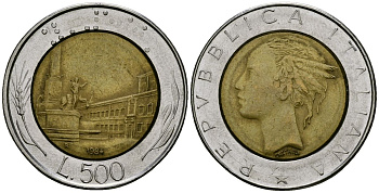 Италия 500 лир 1984 KM 111 биметалл 4165-1036