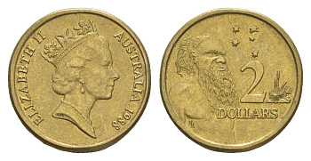 Австралия 2 доллара 1988 абориген, Елизавета II (1952-2022) KM 101 алюминиевая бронза 4658-117