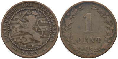 НИДЕРЛАНДЫ 1 ЦЕНТ 1883 KM 107 бронза 4387-1262