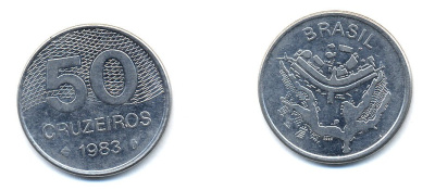 БРАЗИЛИЯ 50 КРУЙЗЕЙРО 1983 KM 594.1 сталь aUNC 51-4816