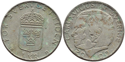 Швеция 1 крона 2000 Карл XVI Густав (1973- ) KM 852а медно-никель 4364-4111