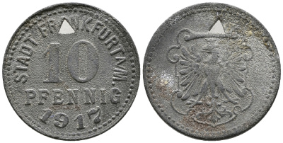 ФРАНКФУРТ 10 ПФЕННИГОВ 1917 НОТГЕЛЬД ФРАНКФУРТ НА МАЙНЕ цинк 24-1156