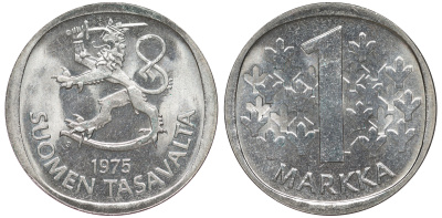 Финляндия 1 марка 1975 S KM 49а медно-никель UNC 259-425