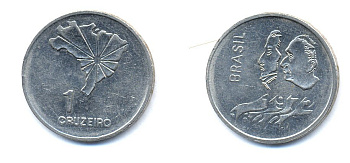 Бразилия 1 крузейро 1972 150 лет независимости KM 582 никель aUNC 76-846