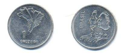 Бразилия 1 крузейро 1972 150 лет независимости KM 582 никель aUNC 76-846