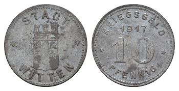Виттен 10 пфеннигов 1917 Funck 604.2A, Men18 34499.2 цинк 4657-1055