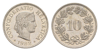 Швейцария 10 раппенов 1982 KM 27 медно-никель 4625-726