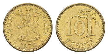 Финляндия 10 пенни 1978 KM 46 алюминиевая бронза 4647-338