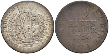 Саксония, Альбертинская линия 1/12 талера 1764 IFoF Фридрих Август III (1763-1806) KM 956 (C 100), Buck 113, Slg. Merseburger 2012, Kahnt 1121 серебро 4539-354