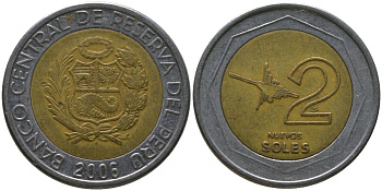 Перу 2 соли 2006 LIMA KM 313, Schon 108 биметалл 4543-217