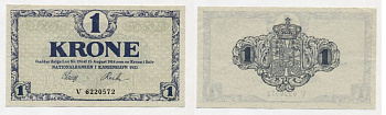Дания 1 крона 1921 серия V Pick 12 f бумага aUNC 7217-1-2-2