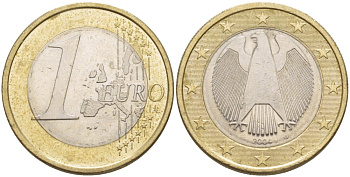 ФРГ 1 евро 2004 G KM 213 биметалл 4543-511