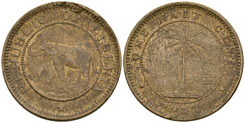 Либерия 1/2 цента 1937 KM 10 латунь 4174-362