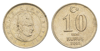 Турция 10 курушей 2005 KM 1166 медь никель цинк 4632-257
