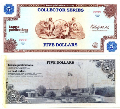 АМЕРИКА 5 ДОЛЛАРОВ 1989 KRAUSE PUBLICATIONS, COLLECTOR SERIES бумага 7146-52-3-1