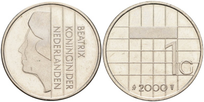 Нидерланды 1 гульден 2000 Беатрикс (1980-2013) KM 205 никель 4171-145