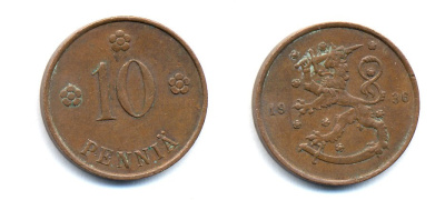 Финляндия 10 пенни 1936 республика (1918-1962) KM 24 медь 51-5527