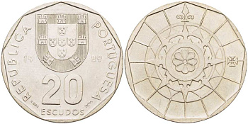 ПОРТУГАЛИЯ 20 ЭСКУДО 1989 INCM KM 634.1 медно-никель 4513-1032