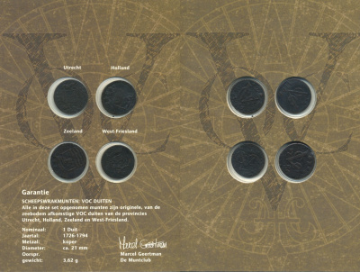 Нидерланды набор из 4 монет по 1 дуиту 1726-1794 Утрехт, Голландия, Зеландия, Западная Фризия, в буклете медь 7-5-5-07