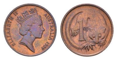 Австралия 1 цент 1989 Елизавета II (1952-2022), опоссум KM 78 бронза UNC 4669-561