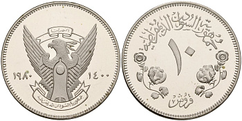 Судан 10 гиршей 1980 KM 59 медно-никель PROOF 3711-513