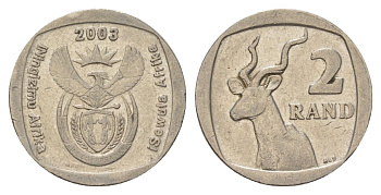 ЮАР 2 ранда 2003 KM 335 медь плакированная никелем 4626-1244