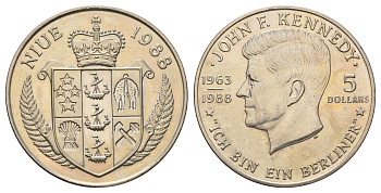 Ниуэ 5 долларов 1988 Джон Кеннеди KM 17 медно-никель BU 4677-715