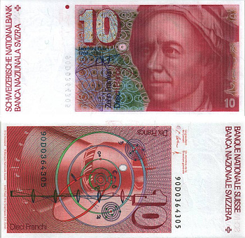 Швейцария 10 франков 1990 Леонард Эйлер, подпись 64 Pick 53 h бумага UNC (пресс) 8606-13-2-1
