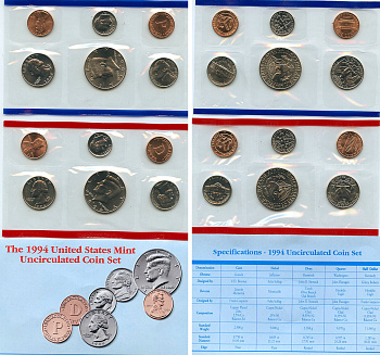 США официальные наборы из 10 монет и 2 жетонов монетного двора 1998 D, P, Джон Кеннеди KM MS 162   UNC  2-5-2-02