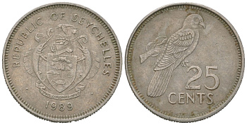Сейшельские Острова (Сейшелы) 25 центов 1989 KM 49 медно-никель 192-527