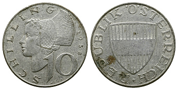 Австрия 10 шиллингов 1957  KM 2882 серебро     4384-235