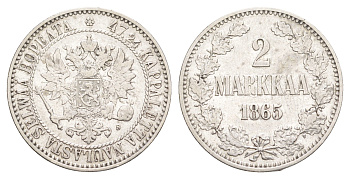 Россия для Финляндии 2 марки 1865 S, Александр II (1855-1881) Биткин 617 серебро 1530-1034