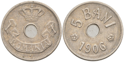 РУМЫНИЯ 5 БАНИ 1906 J KM 31 медно-никель 63-317