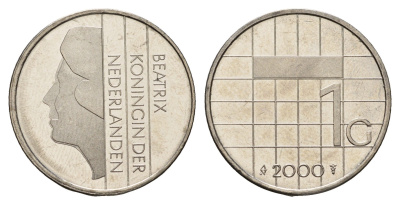 Нидерланды 1 гульден 2000 Беатрикс (1980-2013) KM 205 никель PROOF 1515-2345