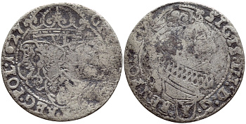 Польша 6 грошей 1627 Сигизмунд III Ваза (1587-1632) KM 42 серебро    1530-513