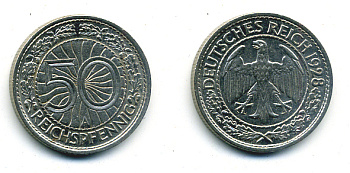 Германия 50 рейхспфеннигов 1928 A KM 49, J.324 никель 58-235