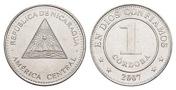 Никарагуа 1 кордоба 2007 KM 101 сталь плакированная никелем UNC 4641-411