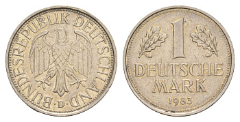 ФРГ 1 марка 1983 D KM 110, J. 385 медно-никель 4628-746
