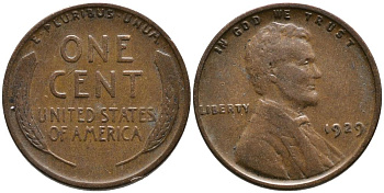 США 1 ЦЕНТ 1929 ЛИНКОЛЬН KM 132 бронза 4549-751